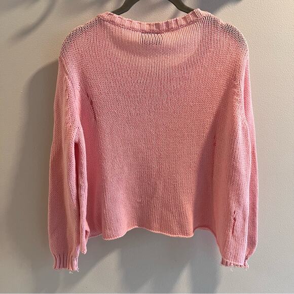 Wooden Ships Pink Distressed Pullover Sweater Size XS - Picture 8 of 11